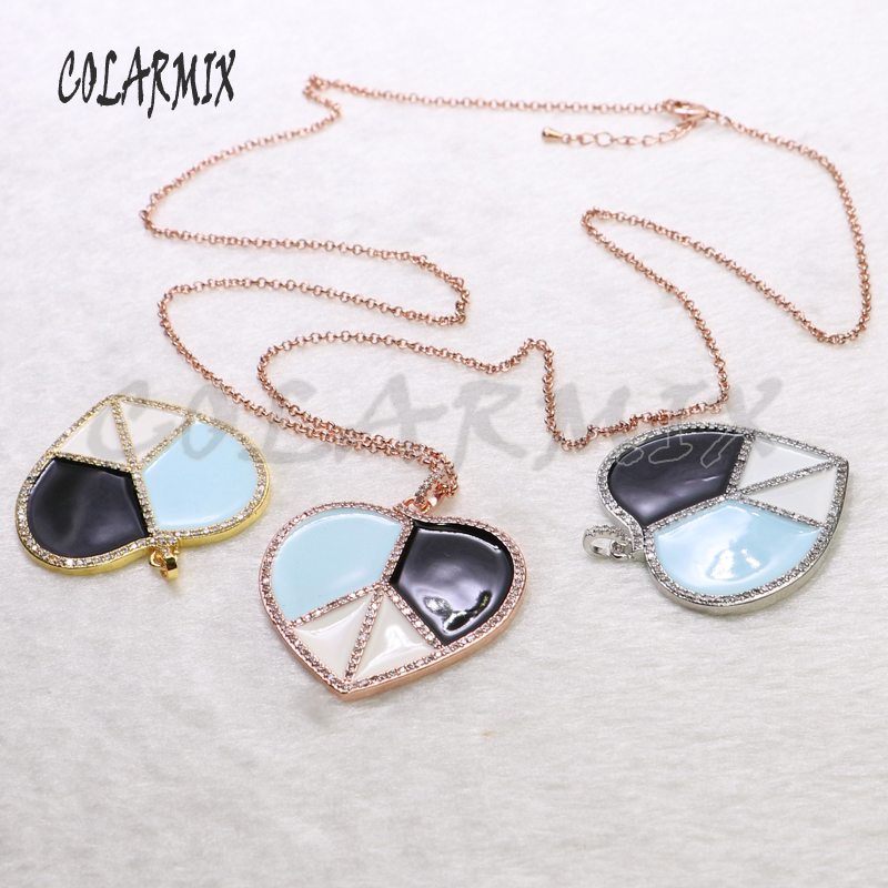 

5 pieces Love heart pendants necklace 3 colors crystal pendants accessories for women jewelry for lady 5532