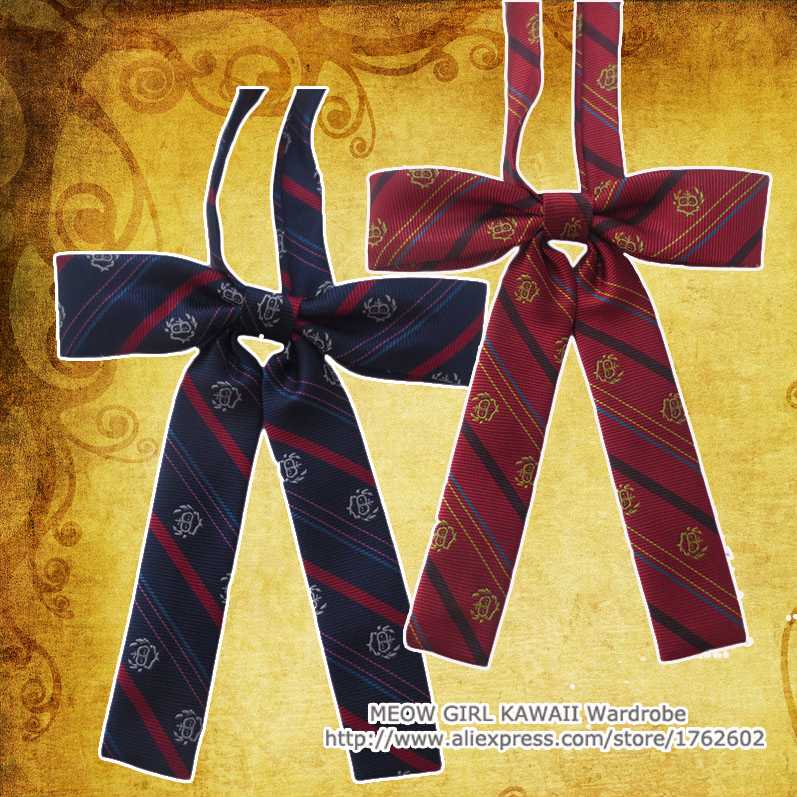 

Crown Embroidery Striped Women's Japanese Uniform JK Neck Bow Tie Sweet All-match Bowknot Blue & Wine