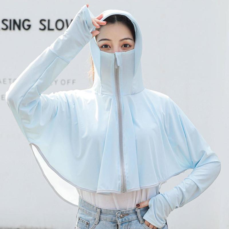 

Female Ice Silk Zipper Anti UltravioletOveralls Summer Sunscreen Windbreaker Jacket Sunscreen Clothing Couple Models, Blue