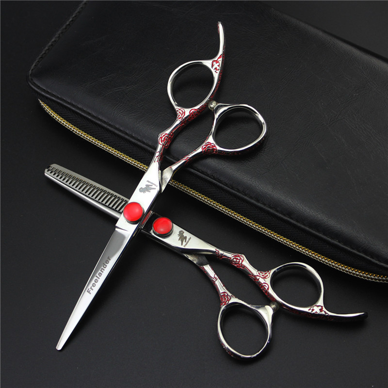 

Freelander 6 inch Hairdresser's Accessories for Hairdressers Plum Handle Professional Flat Sharp Cutting Barber hot Shear Retro