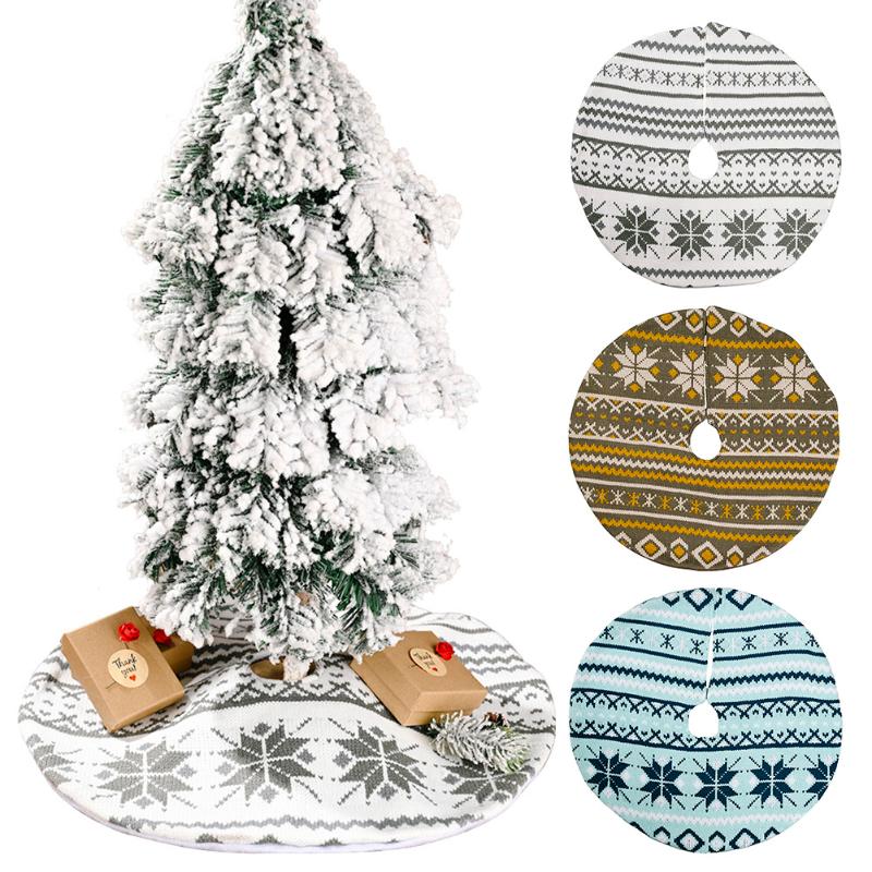 

46cm Mini Christmas Tree Skirt Flannel Snowflake Home Floor Decor Ornaments Tree Skirt Round Carpet Festive Xmas Apron Decor