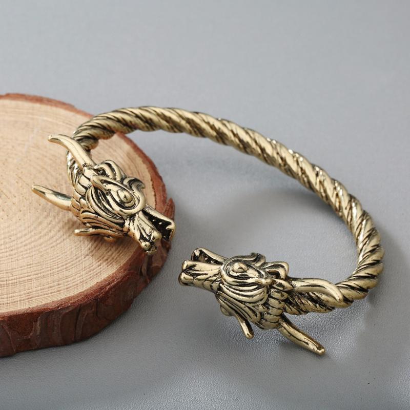 

Chandler Punk Gothic Double Dragon Bracelet & Bangle Hand Tibetan Silver Jewelry Ancient male vintage accessories