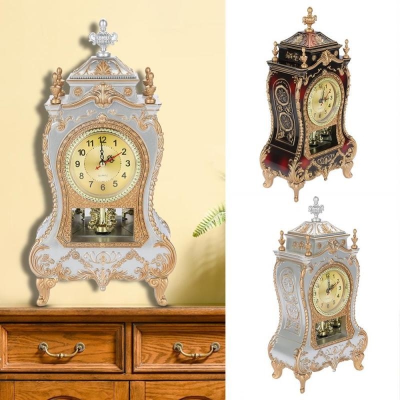 

Desk Alarm Clock Vintage Clock Classical Royalty Sitting Room Desk Imperial Furnishing Creative Sit Pendulum