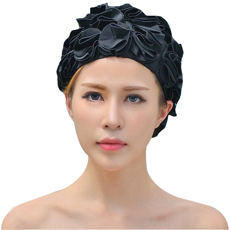 

Design 3D Flowers Women Swimming Cap Coloful Sports Swim Pool Beautiful Hat Free Size Women Elastictry Cap