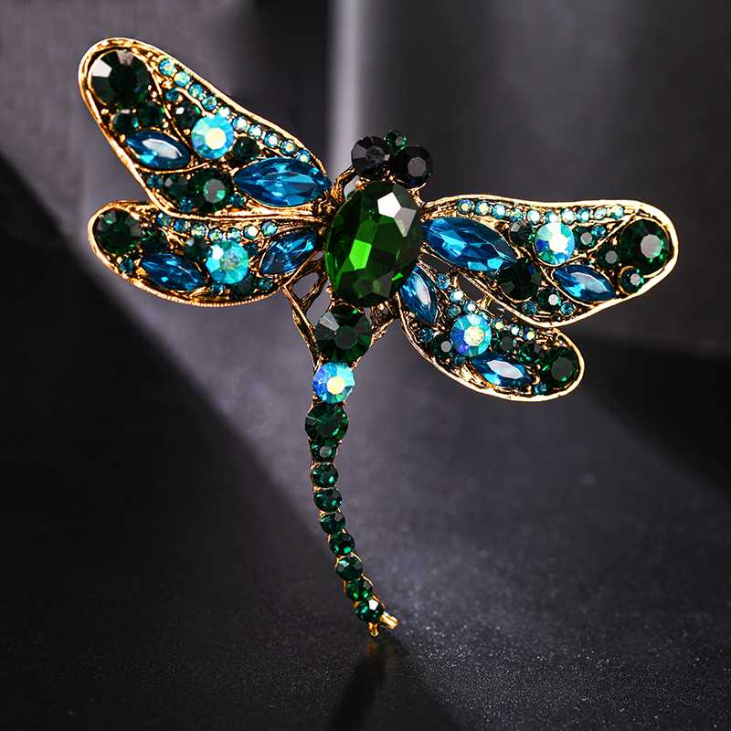

2020 New Hot Insect Dragonfly Rhinestone Pins Badge Brooches For Women Men Fashion Jewelry Retro Boutonniere