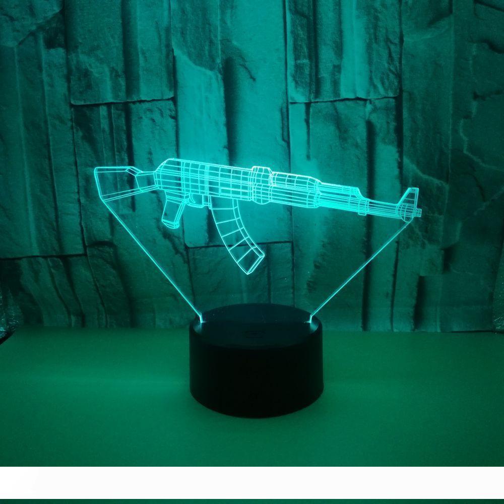 

new pattern gun shaped 3d small night-light usb power supply colorful touch led vision lamp gift atmosphere decoration small desk lamp