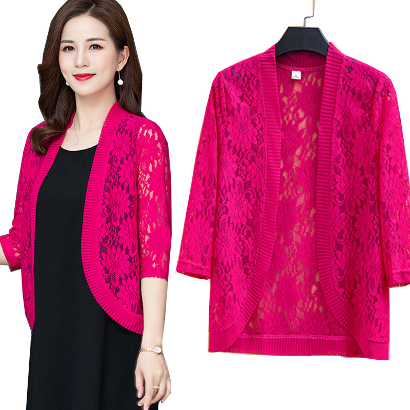 

Women's Coats 2020 Summer New 3/4 Sleeve Lace Thin Jacket Cardigan Ladies Fashion Short Shawl Summer Sun Protection Clothing, White