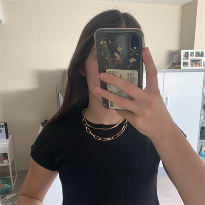 

Fashion Geometric Simple Thick Chain Necklaces Chokers For Women Punk Vintage Multilayers Necklaces Cuba Party Jewelry Display