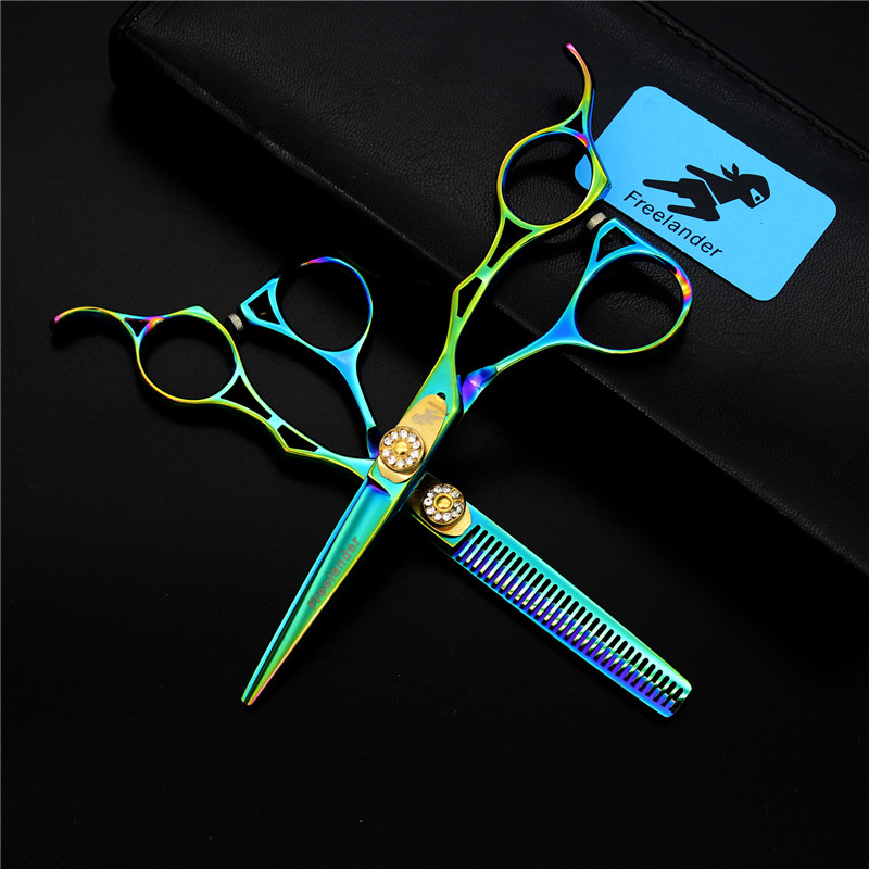 

Freelander 5.5 inch Hairdresser's Scissors Hollow Handle Hair Split Hair Cutting/ thinning Shears Set with Case Barber Tools