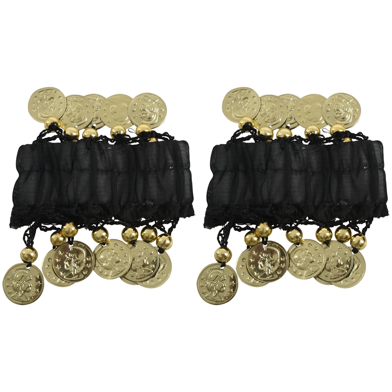 

1 pair Bellydance Wrist Cuff Bracelets with 18 Golden Coins