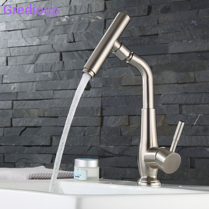 

Wash Basin Tap Stream Deck Bathroom Faucet Hot Cold Water Bathroom Mixer Taps Stainless Steel Sink Faucet Rotatable Faucets Kit