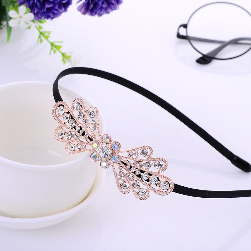 

Korean Handmade Shining Rhinestone Headband Flowers Bow Stars Crown Big Pearl Fashion Hair Accessories For Girls Women, Big pearl wheat