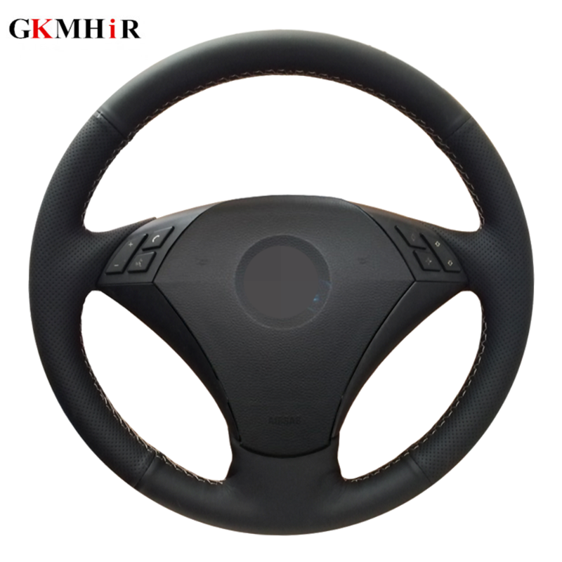 

DIY Hand-stitched Black Artificial Leather Car Steering Wheel Cover For E60 523 523li 525 520li 530 535 545i