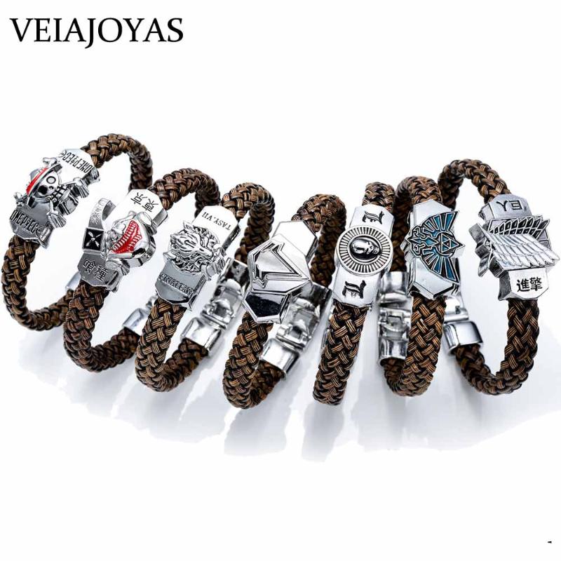 

8 Styles Anime Charms Bracelets One Piece Tokyo Ghoul Attack on Titan The Legend of Zelda Final Fantasy Death Note Weave Bangles