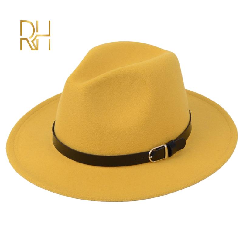 

Classic British Fedora Hat Men Women Imitation Woolen Winter Felt Hats Men Fashion Jazz Hat Fedoras Chapeau RH, Black