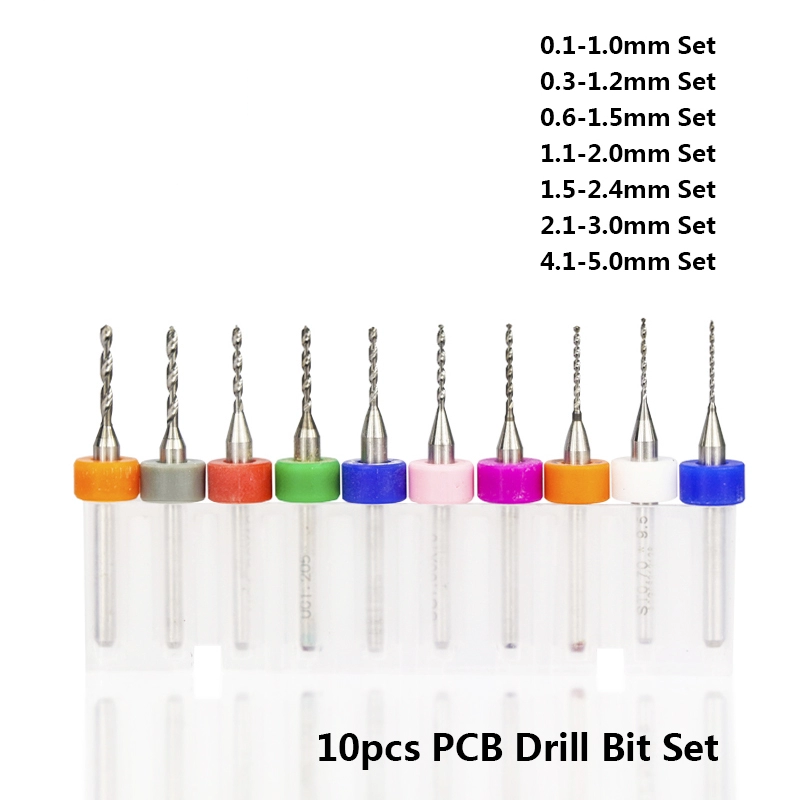 

10pcs 0.1-5.0mm PCB Drill Bit 3.175mm Shank Micro Drill Bit Set Print Circuit Board CNC Drilling