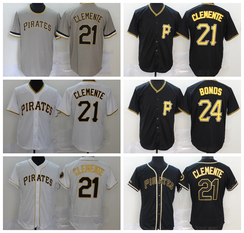 

Men 2020 Baseball 21 Roberto Clemente Jersey 24 Chris Archer Flexbase Pullover Cool Base Team Color Black White Grey Stitched Top/High, Blue;black