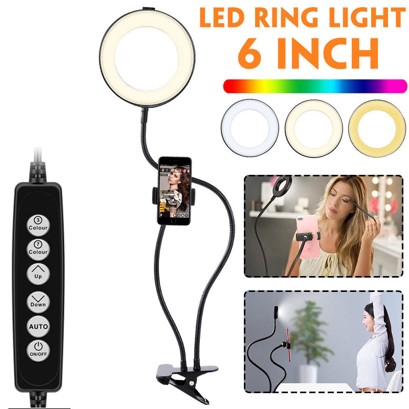 

6inch Ring Light Profissional Ring Lamp with Flexible Mobile Phone Holder LED Selfie Light to do Live Phone Video Makeup