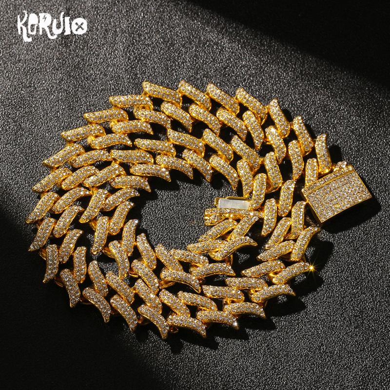 

Chokers Luxury Iced Out Paved Rhinestones Full Miami Curb Cuban Chain CZ Bling Rapper Necklaces For Men Charm Jewelry Cool Gifts