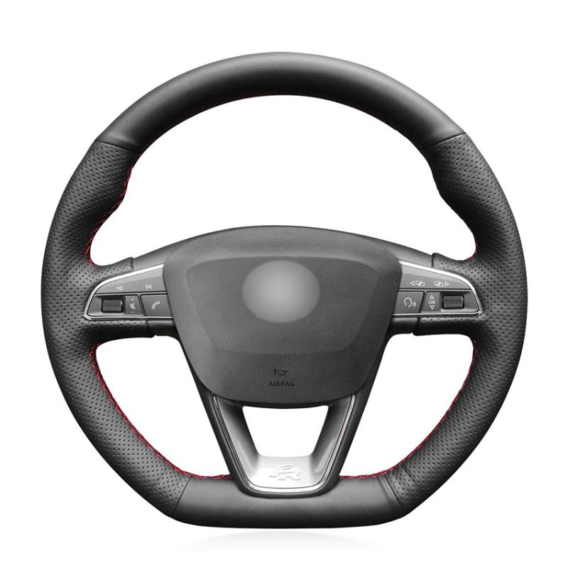 

Black Artificial Leather Car Steering Wheel Cover for Seat Leon R 2013-2020 Leon ST 2013-2020 Ateca 2020-2020