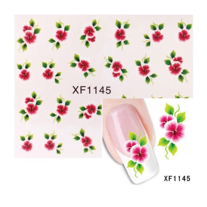 

2020 Fashion Colorful Flower DIY Nail Art Tips False Coffin Nails Art Tips Flat Shape Full Cover Manicure Fake Nail NR-303