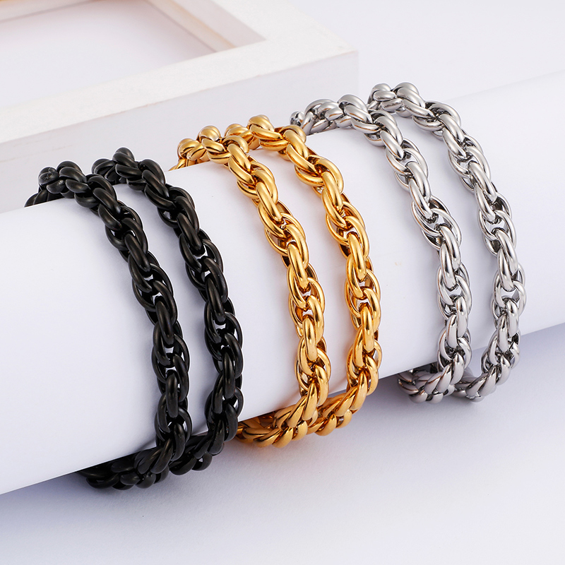

Punk gifts Choose 7mm 24 inch (60cm) stainless steel rope chain Link chain necklace old/black mens jewelry necklace