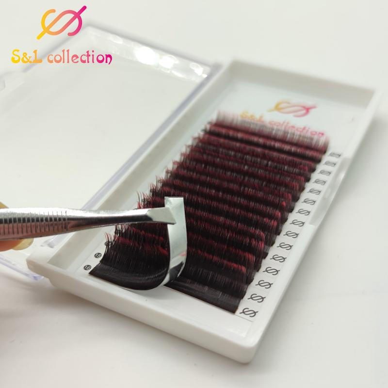 

16Rows Eyelashes Makeup Mink Lashes Ombre Color Purple Red Gradient Color Eyelash Extension Faux Cils Soft Mink