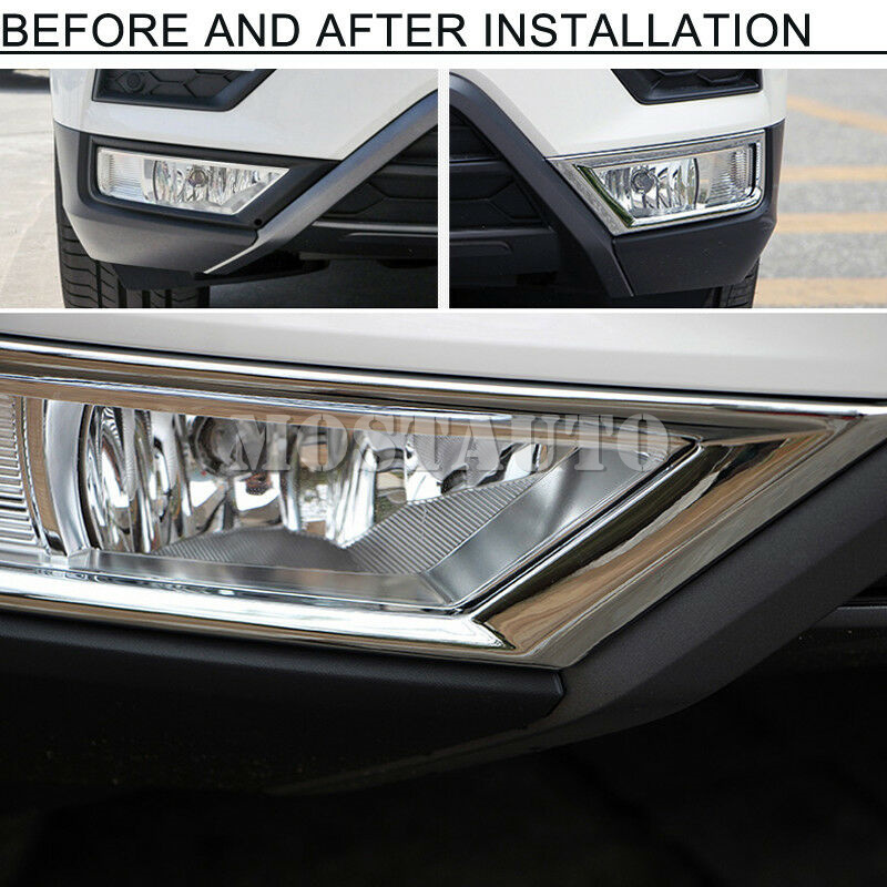 

For Volkswagen VW Tiguan Second Generation 2017-2018 ABS Chrome Bottom Front Fog Light Lamp Cover 2pcs, Size
