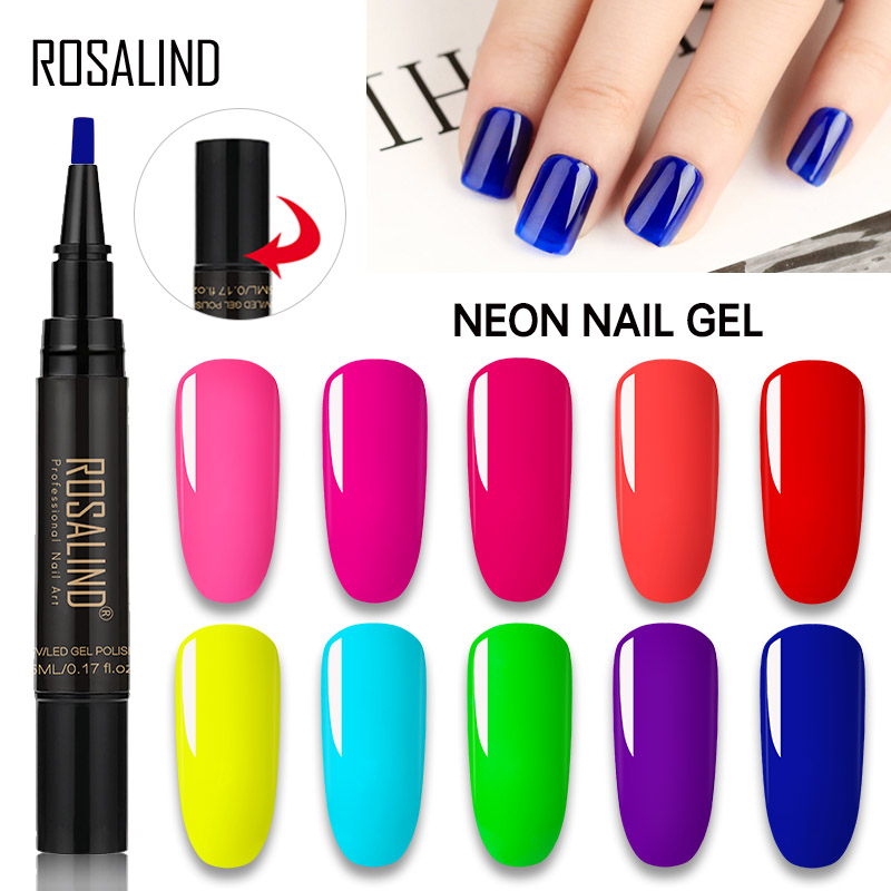

ROSALIND UV Nail Gel Polish Neon Color Hybrid Varnish Gel For Nail Art Extension Set Manicure LED Lamp Top Base Coat, Rka604