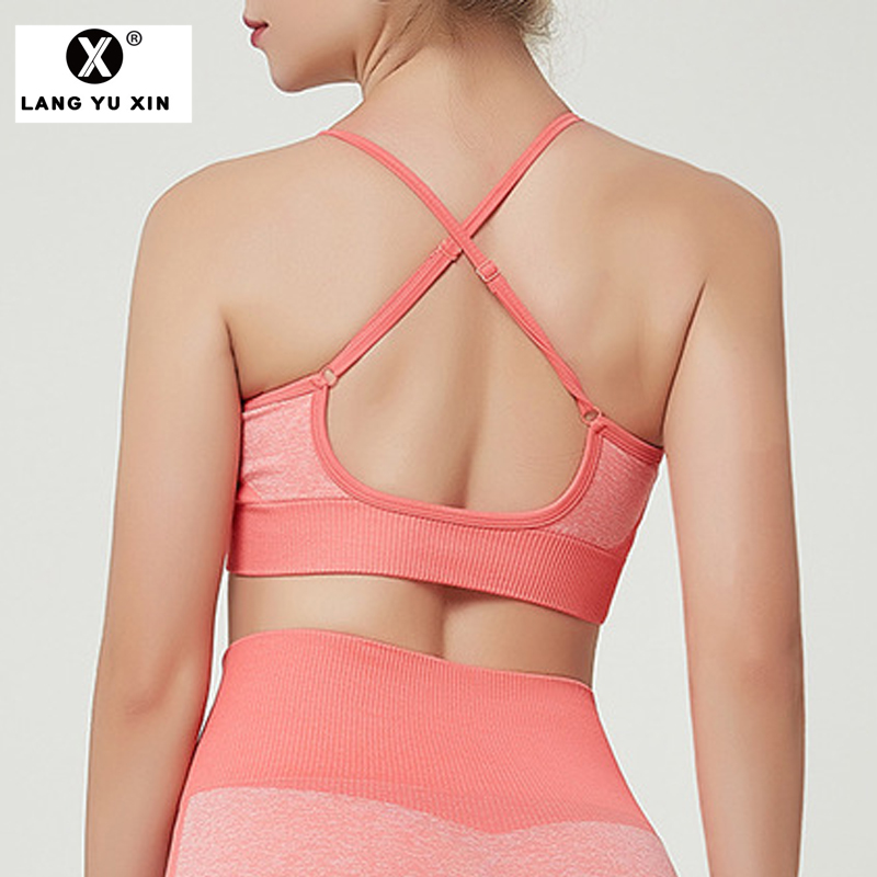 

Women' Racerback Sports Bras Padded Seamless High Impact Support Yoga Running Bras Workout Fitness Athletic Exercise Top, Light blue