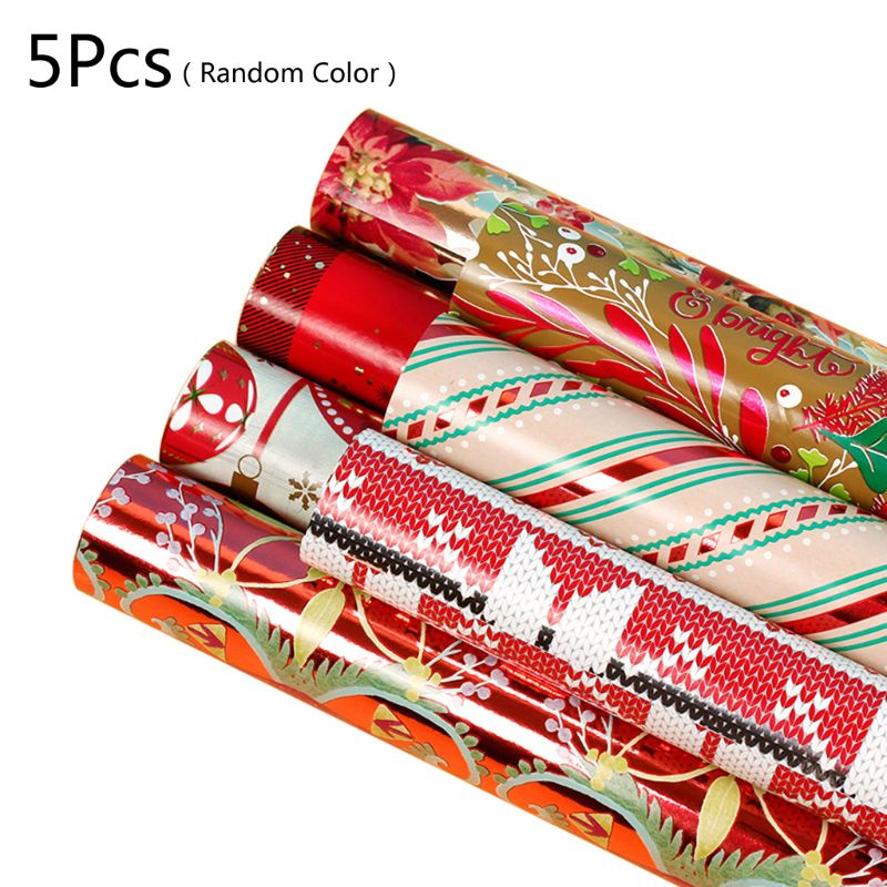 

5 Sheets Christmas Wrapping Paper Gift Packing Present Box Packaging Aluminum Foil Wrap Decoration