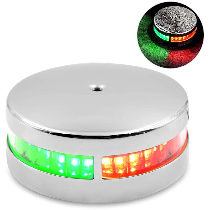 

12V Boat Light Bi-Color Bow Light LED Navigation Lights Waterproof Stainless Steel Red And Green Sailing Lights, As pic