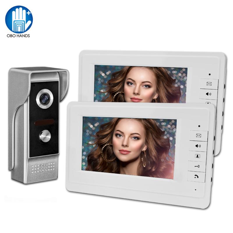 

Video Intercom Doorbell 7''TFT Color Wired Video Door Phone System for Home Indoor Monitor 700TVL Outdoor Camera IR Night Vision