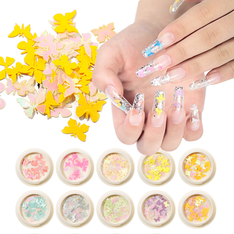 

2020 New Arrival Nail Fluorescent Wood Pulp Tablets 50 Pieces Fluorescent Color Handmade Three-dimensional Butterfly Nail Art