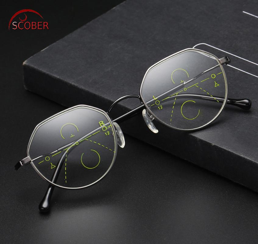 

Sunglasses SCOBER = Retro Fashion Polygon Frame Intelligence Progressive Multifocal Commercial Reading Glasses Bifocal +1 +1.5 +2 TO +4