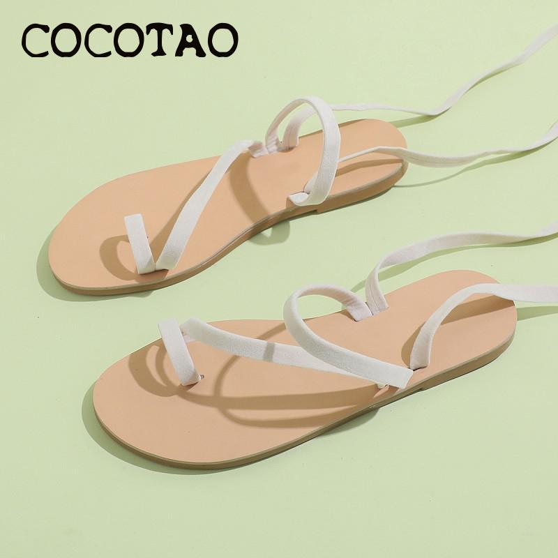 

Sandals Women's Summer 2020 New Thin Belt Fashion Wild Fairy Wind Ankle Straps Clip Toe Roman Sandals Ins Vacation Beach Tide, White