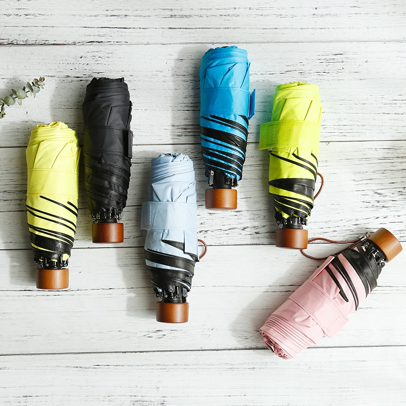 

TECHOME High Quality Mini Pocket Umbrella Women Sunny&Rainy Mini Fashion Folding Umbrellas Sun Parasol Umbrella, Black