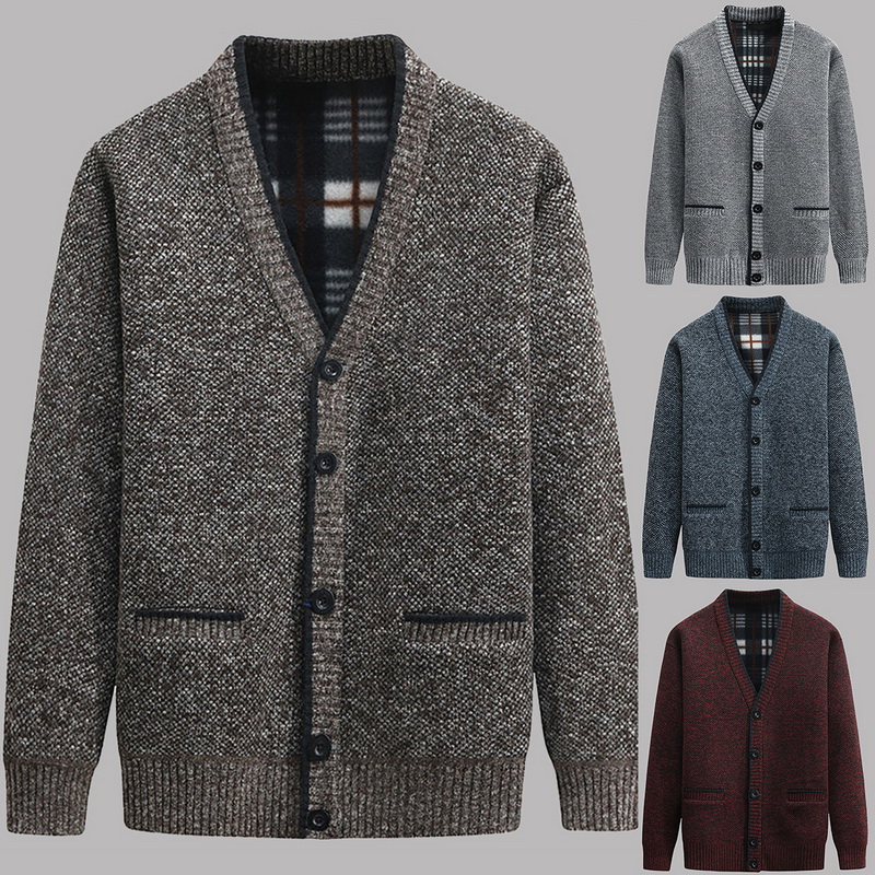 

Cotton Sweater Men Long Sleeve Cardigan Mens V-Neck Sweaters Loose Solid Button Fit Knitting Casual Style Clothing New