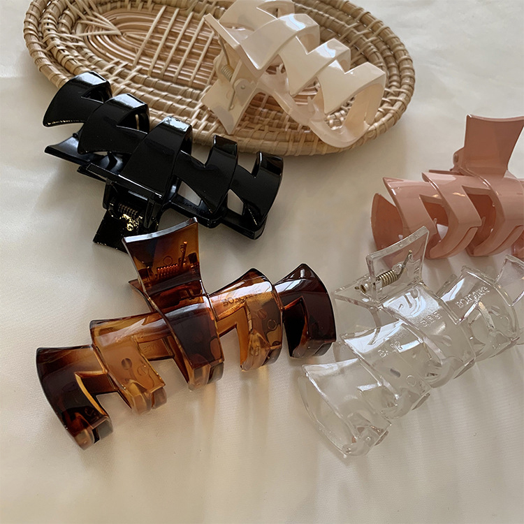 

Big Acrylic Barrette Wide Tooth Hair Solid Color Claw Clip Hairpin All-match Hairpin Headdress Fashion Clip for Women