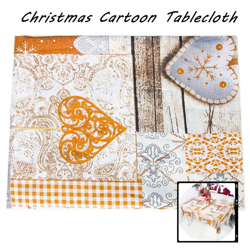 

150x180CM Washable Christmas Cartoon Tablecloth Dinner Party New Year Printed PVC Tablecloth Christmas Table Cover Decorations, 02