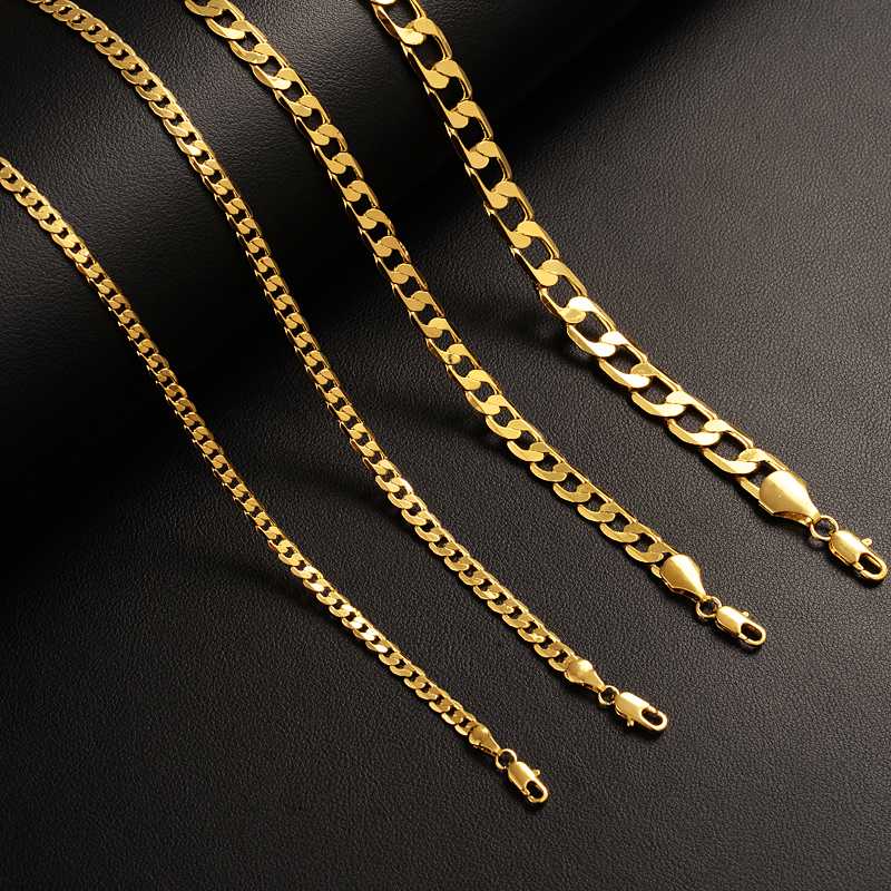 

Bangrui men's plated 24k gold bracelet link chain Bracelet bangle necklace boy Jewelry Accessories Friendship Cuba chain gift