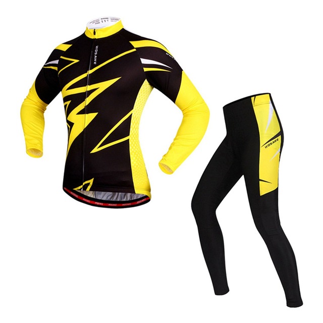

Wosawe Cycling Suits Jerceys Pants Men Bicycle Clothing Suits Trajes de Ciclismo Mujer Reflective Breathable Fitness Gel Padded, Yellow black bc472