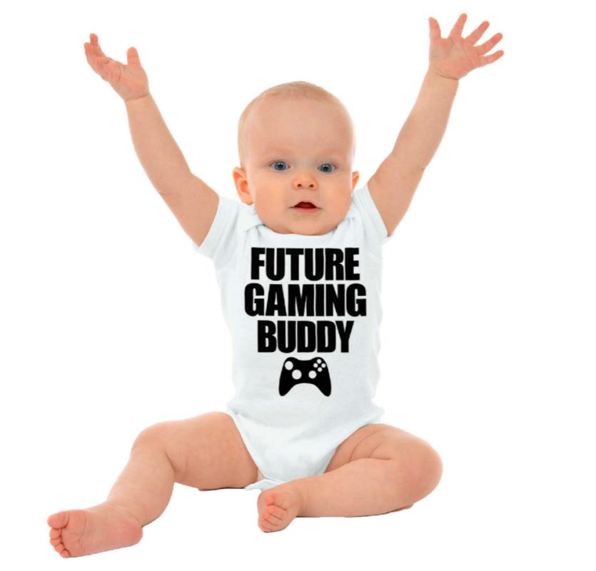 

Future Gaming Buddy Funny Printed Baby Bodysuit Short Sleeve Unisex Cotton Jumpsuit Little Girls Boys Clothing Cute White Onesie, Null-srpwh-