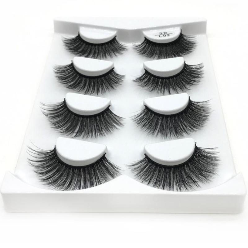 

4pairs 100% Real Mink Eyelashes 3D Natural False Eyelashes 3d Mink Lashes Soft Eyelash Extension Makeup Kit Cilios