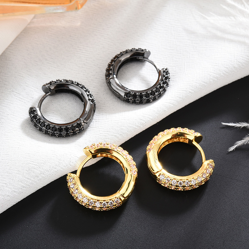 

Luxury Fashion Micro Zircon Small Earrings Round Loop Earring Simple Aros Mujer Hoops Jewelry Zk30
