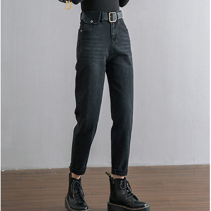 

Harem Hoge Taille Jeans Vrouwen Vintage Rechte Vriendje Mom Jeans Mujer Retro Denim Broek 2020 Blauw Zwarte Casual, Black