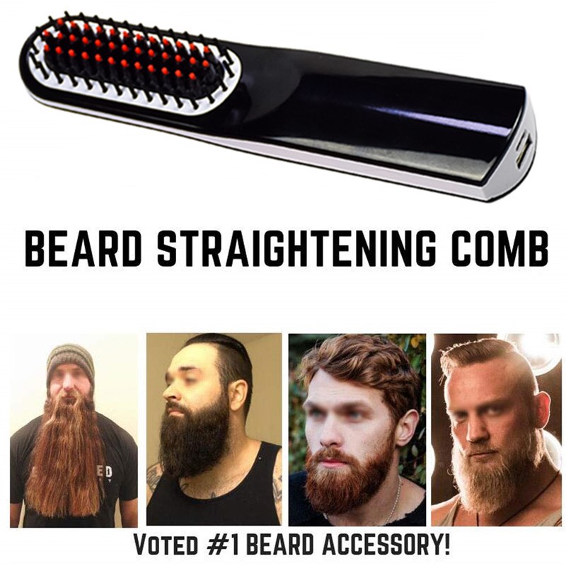 

Wireless Men Quick Beard Straightener Styler Comb LCD Multifunctional Cordless USB Hair Straightening Brush Quick Styling Tools