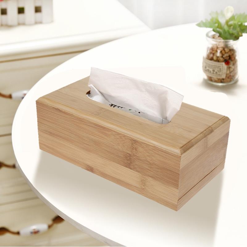 

2 Sizes Bamboo Tissue Box Car Home Rectangle Shaped Tissue Container Towel Napkin Holder For Home Office Desktop