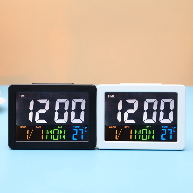 

LCD Table Digital Clock Colorful Large Screen Electronic Clock with Temperature Alarm Student Desk Alarm Clocks Home Decor