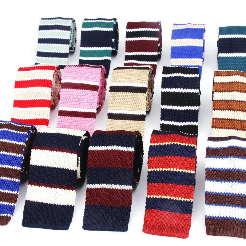 

Neck Ties Men's Knit Skinny Retro Tie Casual Slim Necktie Red Navy Striped Solid Weave Cravat Business Wedding Dress Accessories